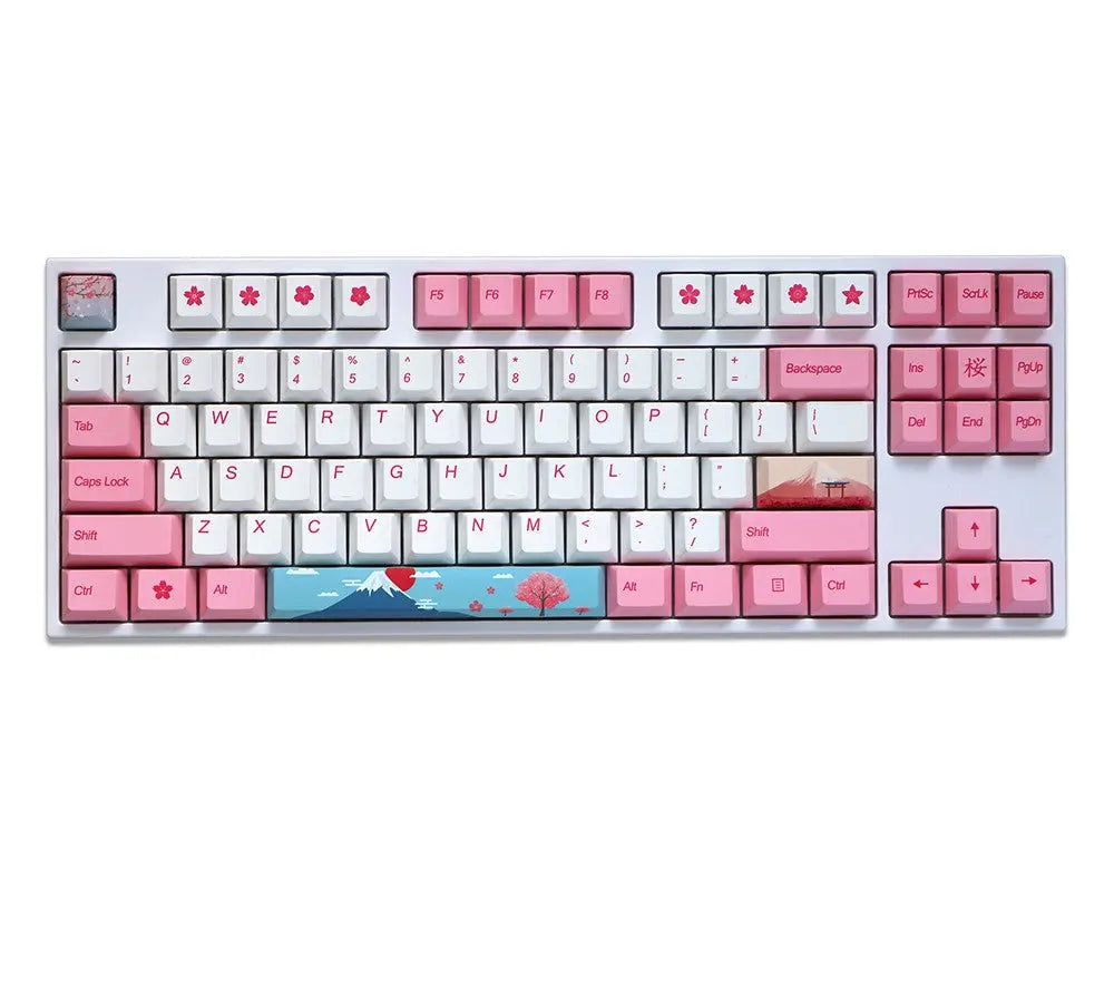 139 Key Pink and White Cherry Blossom Keycaps
